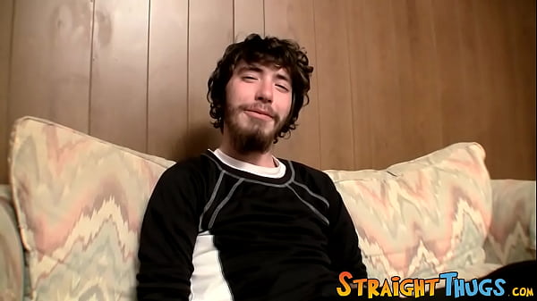 Straight developing man jacks off hairy rock solid dick
